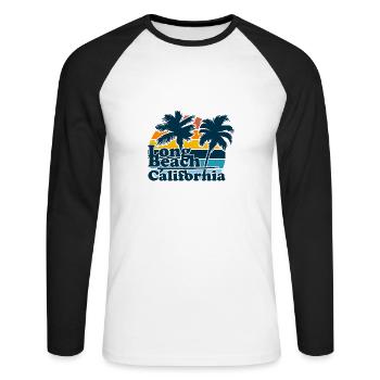 California Retro Surfer Palm Beach Holiday - Unisex Long Sleeve Baseball T-Shirt - white/black - Front - Nik (191cm)