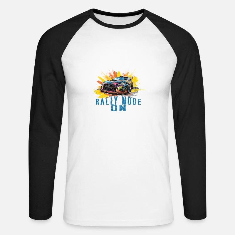 Rallye-Modus Ein - Unisex Baseballshirt langarm - Weiß/Schwarz