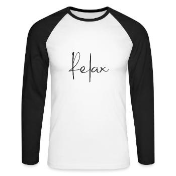 Relax statement - Unisex Long Sleeve Baseball T-Shirt - white/black - Front - Nik (191cm)