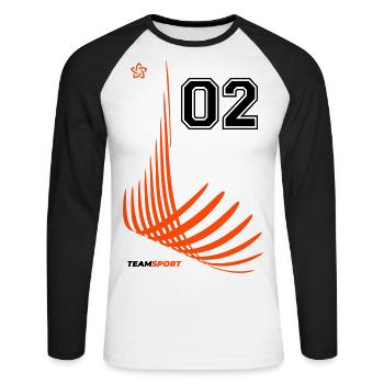 02 JERSEY Jersey Number Two Numbers Number 2 Motif - Unisex Long Sleeve Baseball T-Shirt - white/black - Front - Nik (191cm)