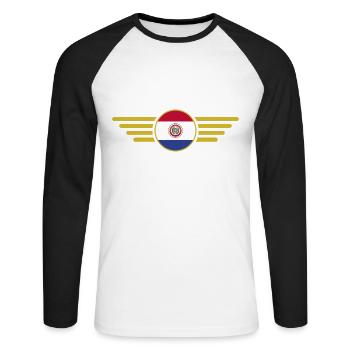 Ich liebe Paraguay, Eleganz Stil Design T-Shirt - Unisex Baseballshirt langarm - Weiß/Schwarz - Vorne - Nik (191cm)