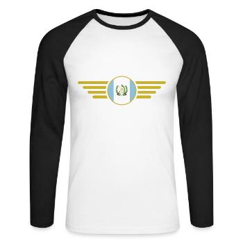 J’aime le Guatemala, Style Design T-Shirt - T-shirt baseball manches longues Homme - blanc/noir - Devant - Nik (191cm)