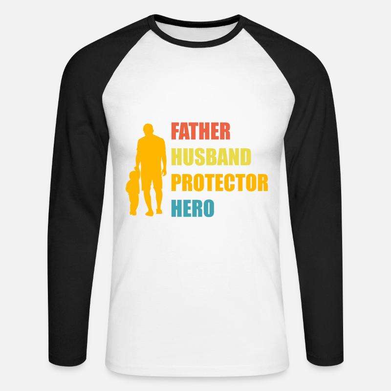 Vater, Ehemann, Beschützer, Held - Unisex Baseballshirt langarm - Weiß/Schwarz