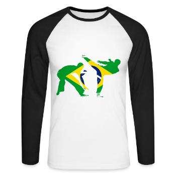 Capoeira - Unisex Long Sleeve Baseball T-Shirt - white/black - Front - Nik (191cm)