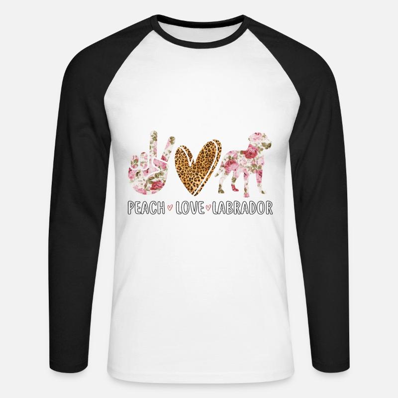 PEACH LOVE LABRADOR - Unisex Baseballshirt langarm - Weiß/Schwarz