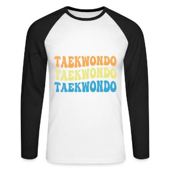 Taekwondo - Unisex Long Sleeve Baseball T-Shirt - white/black - Front - Nik (191cm)
