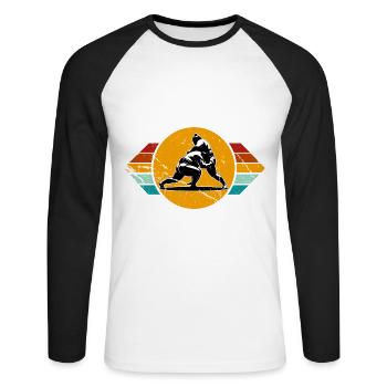 Sumo - T-shirt baseball manches longues Homme - blanc/noir - Devant - Nik (191cm)
