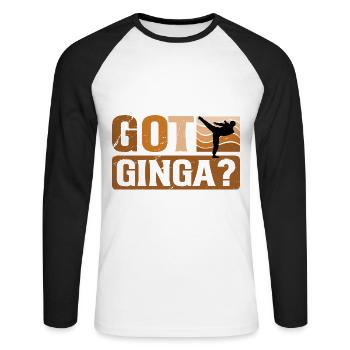 Git Ginga? - Unisex Long Sleeve Baseball T-Shirt - white/black - Front - Nik (191cm)