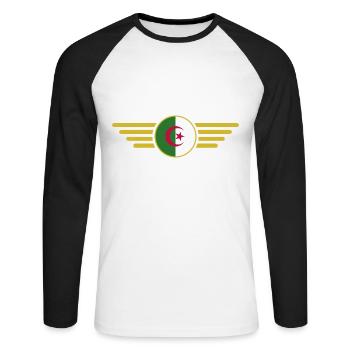 I Love Algeria, Elegance Style Design T-Shirt - Unisex Long Sleeve Baseball T-Shirt - white/black - Front - Nik (191cm)