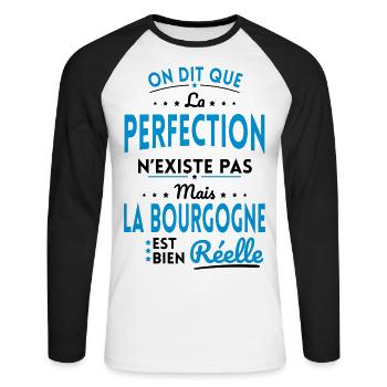 Perfection n'existe pas la Bourgogne est Réelle - T-shirt baseball manches longues Homme - blanc/noir - Devant - Nik (191cm)