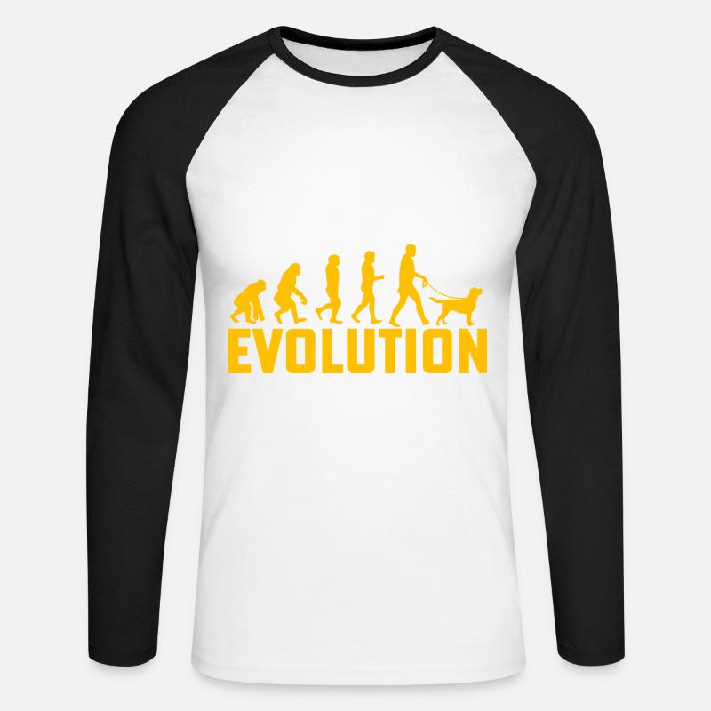 Labrador Evolution - Unisex Baseballshirt langarm - Weiß/Schwarz