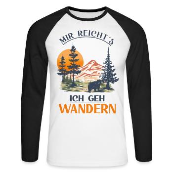 Mir reichts - ich geh Wandern - Unisex Baseballshirt langarm - Weiß/Schwarz - Vorne - Nik (191cm)