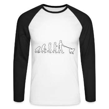 Évolution du husky - T-shirt baseball manches longues Homme - blanc/noir - Devant - Nik (191cm)