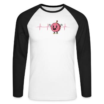 Macaron Herzschlag - Unisex Baseballshirt langarm - Weiß/Schwarz - Vorne - Nik (191cm)