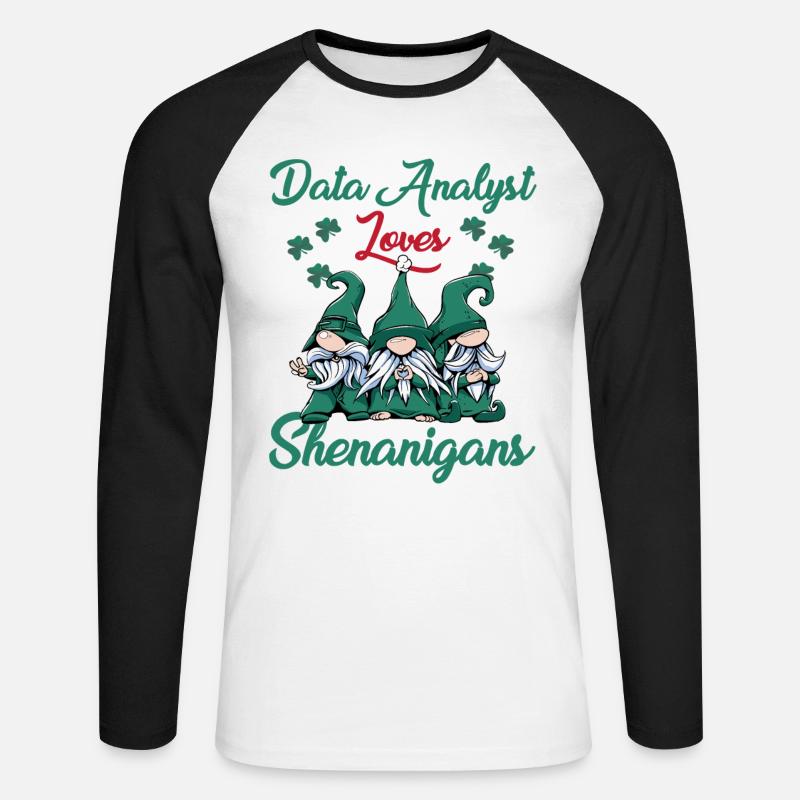 Datenanalyst St. Patrick's Day - Unisex Baseballshirt langarm - Weiß/Schwarz