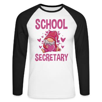 Joli motif de secrétaire d’école - T-shirt baseball manches longues Homme - blanc/noir - Devant - Nik (191cm)