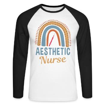Ästhetische Krankenschwester Regenbogen - Unisex Baseballshirt langarm - Weiß/Schwarz - Vorne - Nik (191cm)