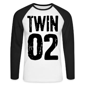 Twin 01 02 Twins Partnerlook Twin cadeau - T-shirt baseball manches longues Homme - blanc/noir - Devant - Nik (191cm)