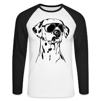 DALMATINER cool Sonnenbrille Hunde Wilsigns - Unisex Baseballshirt langarm - Weiß/Schwarz - Vorne - Nik (191cm)