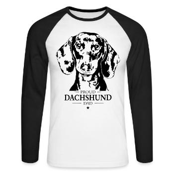 Dachshund Dad Dogs Dog Dachshund Wilsigns - Unisex Long Sleeve Baseball T-Shirt - white/black - Front - Nik (191cm)