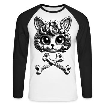 Chemise crâne de chat : l’amour pour la patte de velours - T-shirt baseball manches longues Homme - blanc/noir - Devant - Nik (191cm)