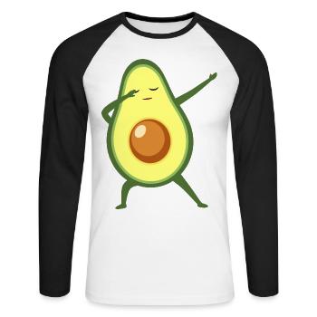Avocado Dab Dance - T-shirt baseball manches longues Homme - blanc/noir - Devant - Nik (191cm)