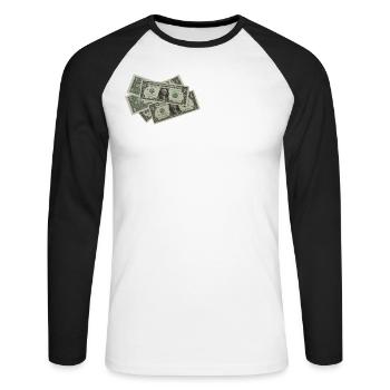 Idée de cadeau de billets - T-shirt baseball manches longues Homme - blanc/noir - Devant - Nik (191cm)