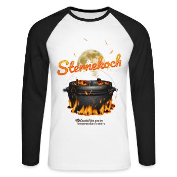 Dutch Oven Sternekoch - Unisex Baseballshirt langarm - Weiß/Schwarz - Vorne - Nik (191cm)