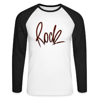 Inscription rock foncé rock ROCK - T-shirt baseball manches longues Homme - blanc/noir - Devant - Nik (191cm)