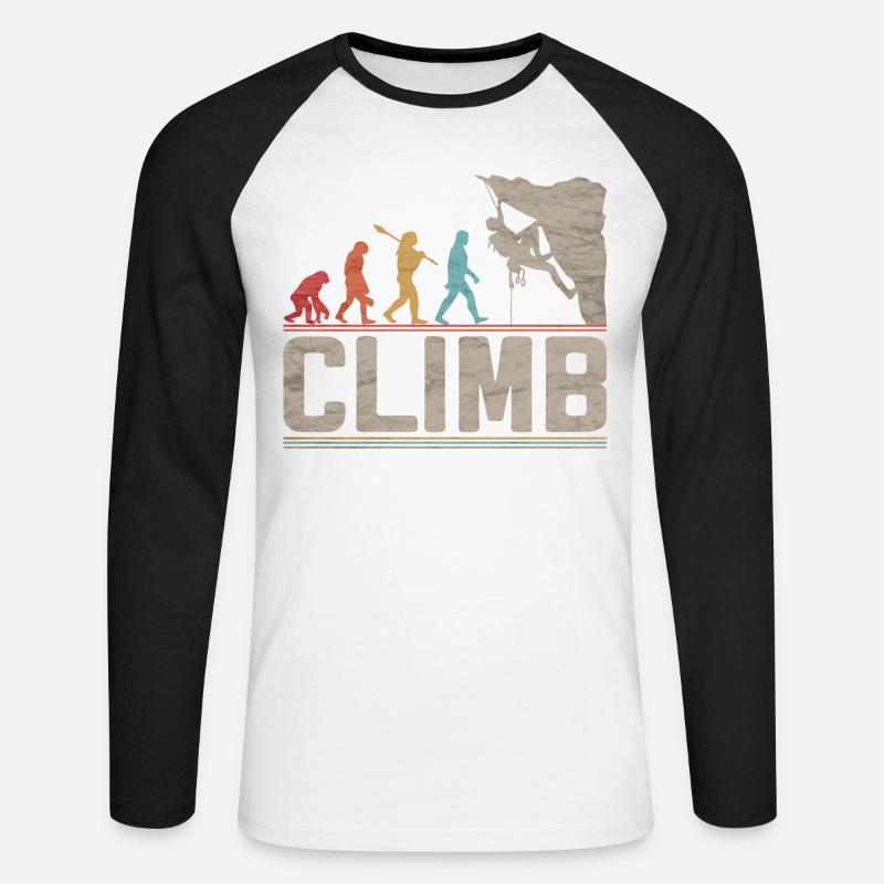 Klettern Evolution Klettern Kletterklettern Klettern - Unisex Baseballshirt langarm - Weiß/Schwarz