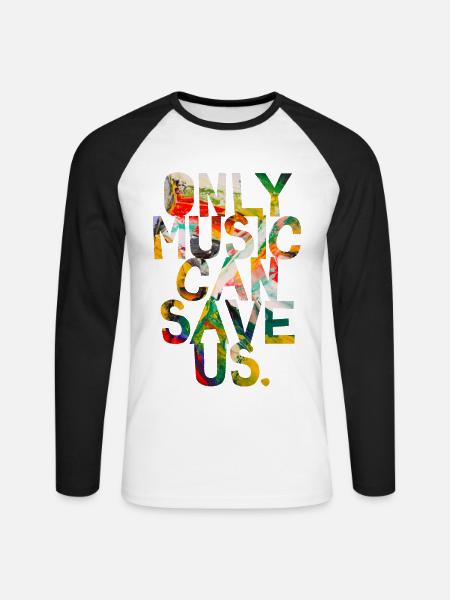 Nur Musik kann uns retten - Unisex Baseballshirt langarm - Weiß/Schwarz