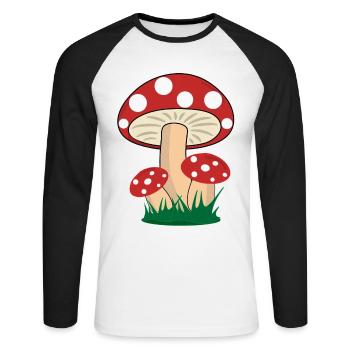 Pilze Fliegenpilze Steinpilz Wald Pilzsuche - Unisex Baseballshirt langarm - Weiß/Schwarz - Vorne - Nik (191cm)