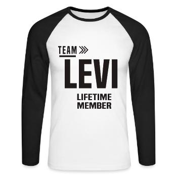 Levi - Unisex Baseballshirt langarm - Weiß/Schwarz - Vorne - Nik (191cm)