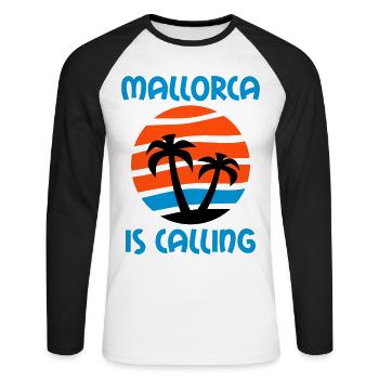 Mallorca is calling (palm trees, island, water, sun) - Unisex Long Sleeve Baseball T-Shirt - white/black - Front - Nik (191cm)