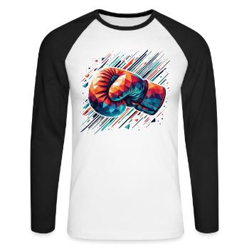 colorful boxing glove Polygon Style - Unisex Long Sleeve Baseball T-Shirt - white/black - Front - Nik (191cm)