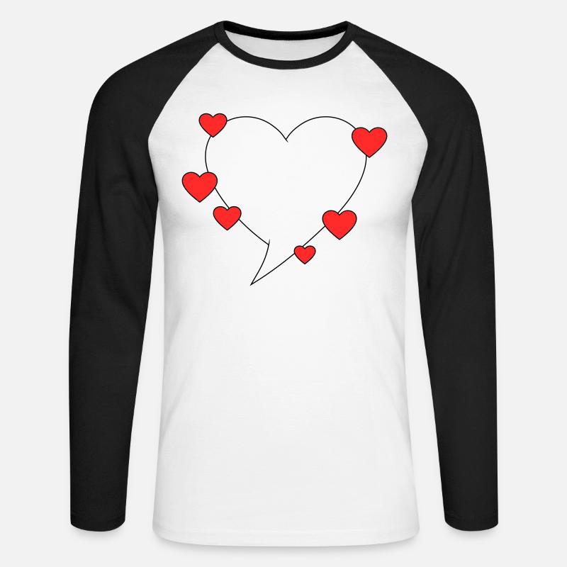 Sprechblase mit Herzen - Unisex Baseballshirt langarm - Weiß/Schwarz