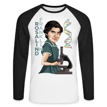 Rosalind Franklin - T-shirt baseball manches longues Homme - blanc/noir - Devant - Nik (191cm)