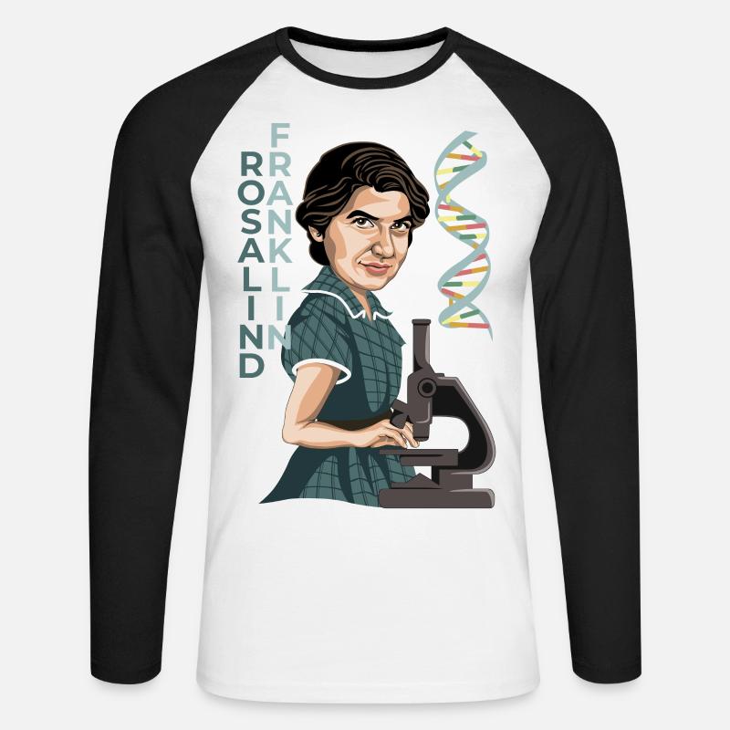 Rosalind Franklin - Unisex Baseballshirt langarm - Weiß/Schwarz