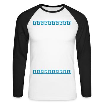 ornament griechisch - Unisex Baseballshirt langarm - Weiß/Schwarz - Vorne - Nik (191cm)