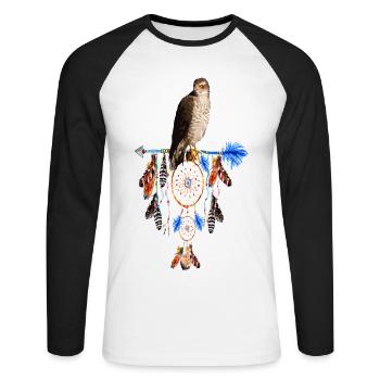 rêve de faucon capteur de rêves mystique - T-shirt baseball manches longues Homme - blanc/noir - Devant - Nik (191cm)
