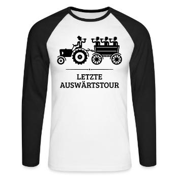 Last Away Tour With Trecker (JGA / Groom) - Unisex Long Sleeve Baseball T-Shirt - white/black - Front - Nik (191cm)