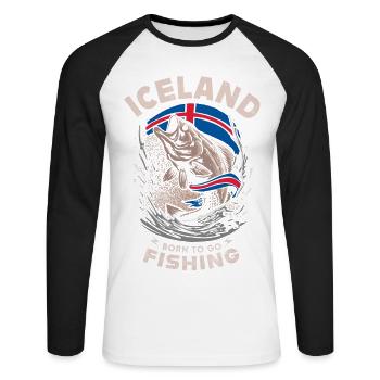 ICELAND - born to go - FISHING - Unisex Long Sleeve Baseball T-Shirt - white/black - Front - Nik (191cm)