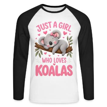 Juste une fille qui aime les koalas - T-shirt baseball manches longues Homme - blanc/noir - Devant - Nik (191cm)