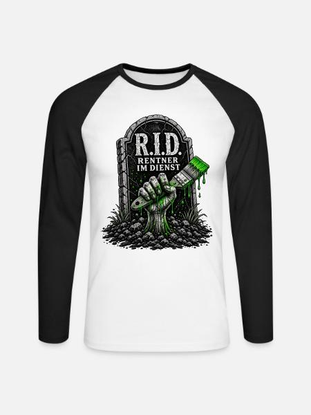 Rentner im Dienst - Unisex Baseballshirt langarm - Weiß/Schwarz