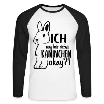 Kaninchen Hase Karnickel Häschen Spruch Geschenk - Unisex Baseballshirt langarm - Weiß/Schwarz - Vorne - Nik (191cm)