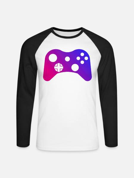 gaming controller gamer game - Unisex Baseballshirt langarm - Weiß/Schwarz