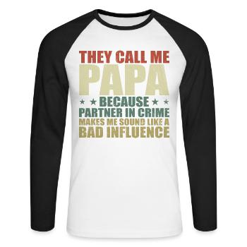 Perfect Gift for Dad - Unisex Long Sleeve Baseball T-Shirt - white/black - Front - Nik (191cm)