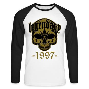 Légendaire depuis 1997 - Skull | Les couleurs peuvent être modifiées - T-shirt baseball manches longues Homme - blanc/noir - Devant - Nik (191cm)