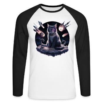 Kitku der Hellseher - Unisex Baseballshirt langarm - Weiß/Schwarz - Vorne - Nik (191cm)