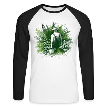 Chuchoteur de plantes - T-shirt baseball manches longues Homme - blanc/noir - Devant - Nik (191cm)